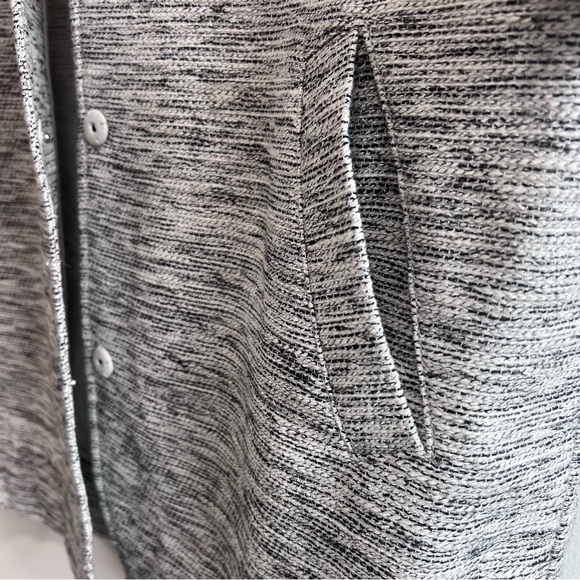 Eileen Fischer Woven Long 3/4 Sleeve Button Down Jacket, Round Neck, Ecru, P Med - Picture 4 of 11